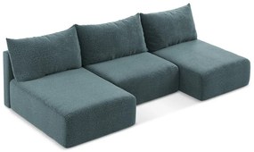 Tyrkysovomodrá rozkladacia/s úložným priestorom rohová pohovka Kalena – Makamii