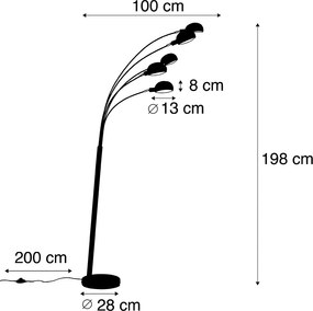 Inteligentná stojaca lampa čierna 5-svetlo vrátane Wifi B35 - Sixties