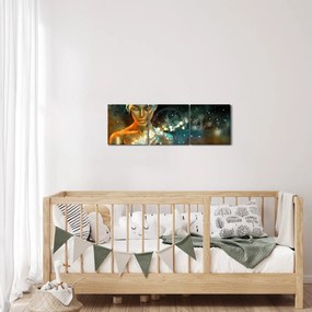 Obraz zlatej víly (s hodinami) (90x30 cm)