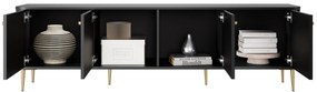 TV stolík Vespera 4D 187 cm - čierna / zlaté nožičky