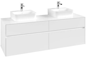 VILLEROY &amp; BOCH Collaro závesná skrinka pod dve umývadlá na dosku, 4 zásuvky, 1600 x 500 x 548 mm, White Matt, C10700MS