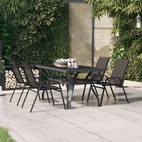 Záhradný stôl sivo-čierny 140x70x70 cm oceľ a sklo