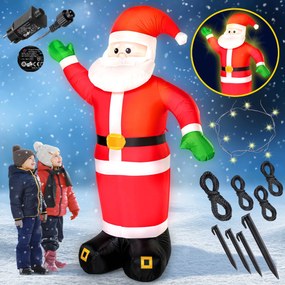 Monzana Nafukovací Dedo Mráz osvetlený, 250 cm, červená
