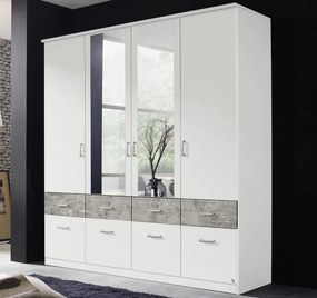 Šatníková skriňa Bremen, 181 cm, biela/šedý betón