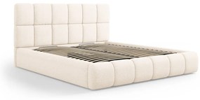Krémovobiela čalúnená dvojlôžková posteľ s úložným priestorom s roštom 160x200 cm Bellis – Micadoni Home