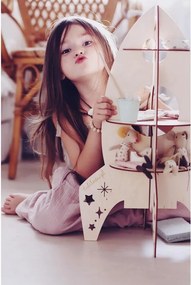 Raketová polica do detskej izby – drevená dekorácia na samomontáž 60x35 cm