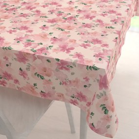 Biante Zamatový obdĺžnikový obrus Tamara TMR-039 Ružovo-fialové akvarelové kvety na svetlo lososovom 130x180 cm