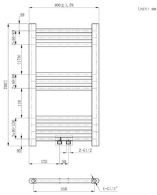 Gamma Simple, vykurovacie teleso 400x700 mm, 234 W, zlatá matná, GMA-SIMP-7040-BGD