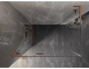 Mexen Lunar, L sklápací sprchový kút ľavý 85 x 80 cm, 8mm číre sklo, profil medená matná, 834L-085-080-65-00-L