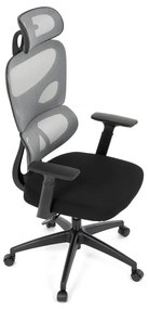 Kancelárska ergonomická stolička GRANT — sieť, látka, čierna / sivá