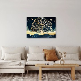 Sklenený obraz zlatého stromu (70x50 cm)