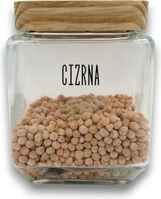 5Five® Súprava 3ks sklenených bytelných hranatých dóz s dreveným vekom, 1,25l KWADR
