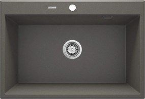 Deante Eridan, granitový drez na dosku 700x520x210 mm, 3,5" + priestorovo úsporný sifón, 1-komorový, antracitová metalíza, ZQE_T103