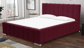 Čalúnená posteľ Sweet s matracom, roštom a úložným priestorom - Bordó - šírka 140cm