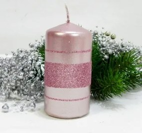 Vianočná sviečka Briliant valec ružová 5x10 cm
