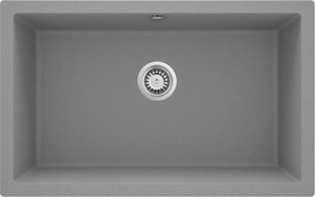 Deante Corda, granitový drez pod dosku 800x500x204 mm, 3,5" + priestorovo úsporný sifón, 1-komorový, šedá, ZQA_S10D