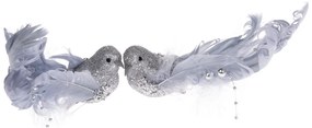 Vianočná dekorácia vtáčik Perla sada 2 ks, 16,5 x 3,5 x 4,5 cm