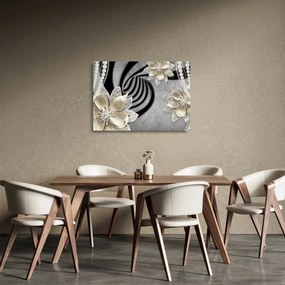 Sklenený obraz - 3D zlaté kvety (70x50 cm)