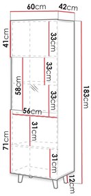 Vysoká vitrína CRATO - čierna / zlatá