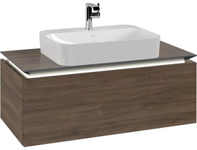 VILLEROY &amp; BOCH Legato závesná skrinka pod umývadlo na dosku (umývadlo v strede), 1 zásuvka, s LED osvetlením, 1000 x 500 x 380 mm, Arizona Oak, B755L0VH