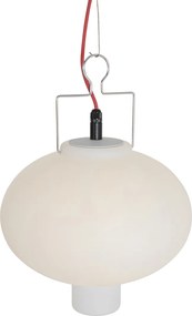 Závesné vonkajšie svietidlo biele 35 cm s červenou zástrčkou IP44 - Pion