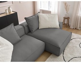 Sivá rohová pohovka z imitácie kože Boheme – Bobochic Paris