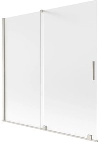 Mexen Velar, 2-krídlová posuvná vaňová zástena 160 x 150 cm, 8mm sklo námraza, brúsená oceľ, 896-160-000-31-97