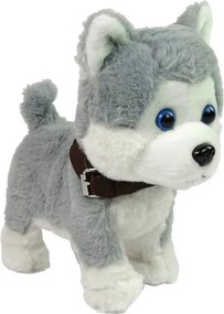 LEAN Toys Plyšový interaktívny psík husky vodítko, piesne a chôdza