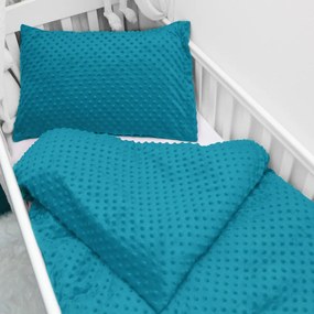 Biante Detské posteľné obliečky do postieľky Minky TOP 3D bodky MKP-056 Morská modrá Do postieľky 90x140 a 40x60 cm