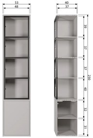 Svetlosivá vitrína z borovicového dreva 53x230 cm Basic – vtwonen