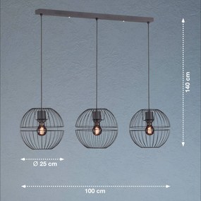 Závesná lampa Drops s kovovým tienidlom, 3-pl.