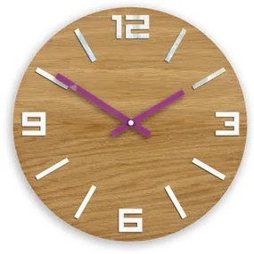 Sammer Moderné drevené hodiny ARABIC - biela/fialová 33 cm ArabicWoodWhiteViolet