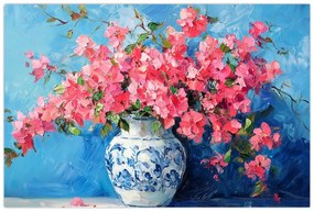 Obraz - Váza ružových kvetov (90x60 cm)