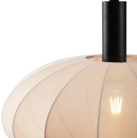 Japandi závesná lampa čierna s hnedým látkovým tienidlom 3-svetlá - Bida