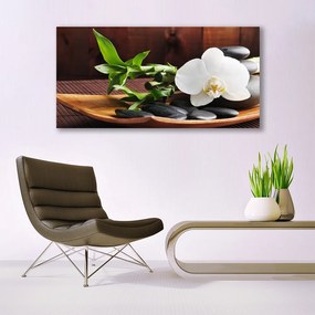 Obraz plexi Kamene zen biela orchidea 120x60 cm