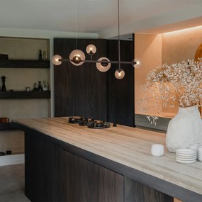 Hotelová elegantná závesná lampa tmavý bronz s bronzovým sklom 6-svetiel - Monaco