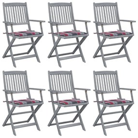 Skladacie vonkajšie stoličky s podložkami 6 ks akáciový masív 3065420