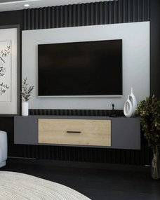 TV stolík/skrinka Kondor (antracit + dub zafírový). Akcia -16%. Vlastná spoľahlivá doprava až k Vám domov. 1127726