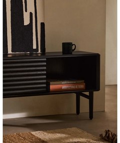 Čierny TV stolík v dekore duba 200x57x35 cm Lenon – Kave Home