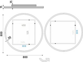 Nimco Okrúhle LED zrkadlo pr. 800 s dvoma dotykovými senzormi - ZP 24002RVX