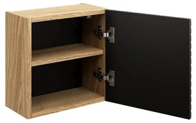 Závěsná koupelnová skříňka Ocean 35 cm 1DQ dub olejovaný/černá