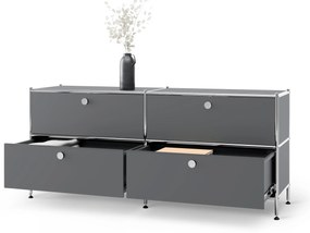 Kovová nízka skrinka »CN3« so 4 zásuvkami, šedá