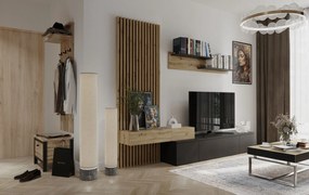 Obývacia stena SOWETO PLUS, čierna / dub Artisan