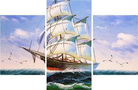 Obraz lode na vlnách (90x60 cm)