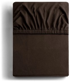 Tmavohnedá napínacia plachta jersey 180x200 cm Amber – Restilo