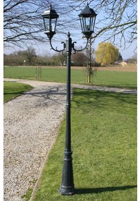 Stĺpové záhradné svetlo, 2-ramenné 230 cm, zelenočierne, hliník