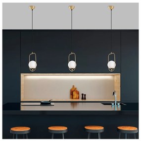 Závesné svietidlo v zlatej farbe so skleneným tienidlom Skew – Opviq lights