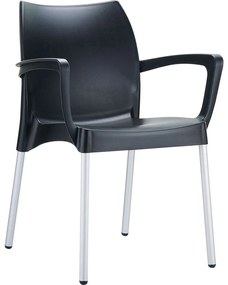 DOLCE záhradná stolička s podrúčkami black