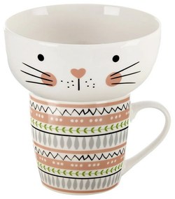 Orion Porcelánový hrnček s miskou Mačka, 0,35 l