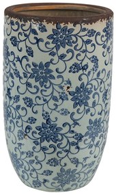 Dekoratívna keramická váza s modrými kvetmi Tapp - Ø 16*25 cm